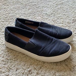 Toms Slip Ons | Black, Size 7 Women